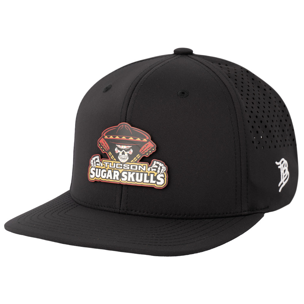 Tucson Sugar Skulls Branded Bills Logo Stack Flat Performance Snapback Hat- Black
