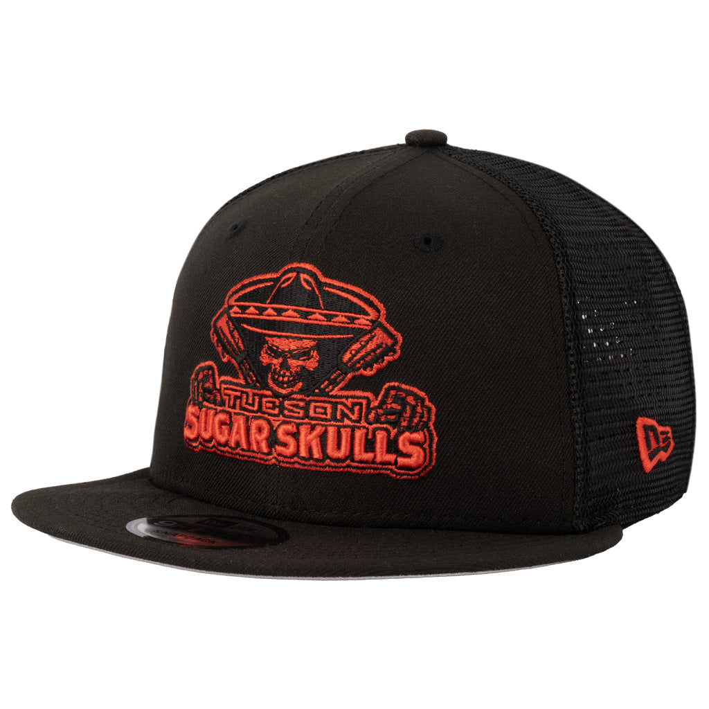 Tucson Sugar Skulls New Era Shadowline Trucker 9FIFTY Snapback Hat - Black