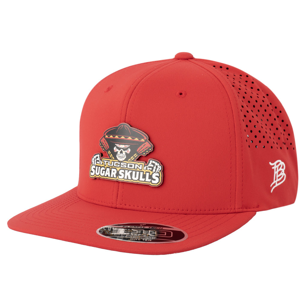 Tucson Sugar Skulls Branded Bills Logo Stack Flat Performance Snapback Hat - Red