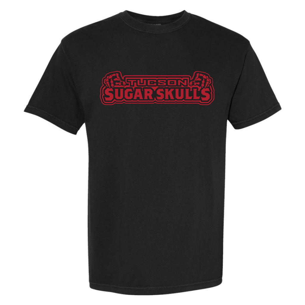 Tucson Sugar Skulls Comfort Colors Hands Wordmark Heavyweight Tee - Black