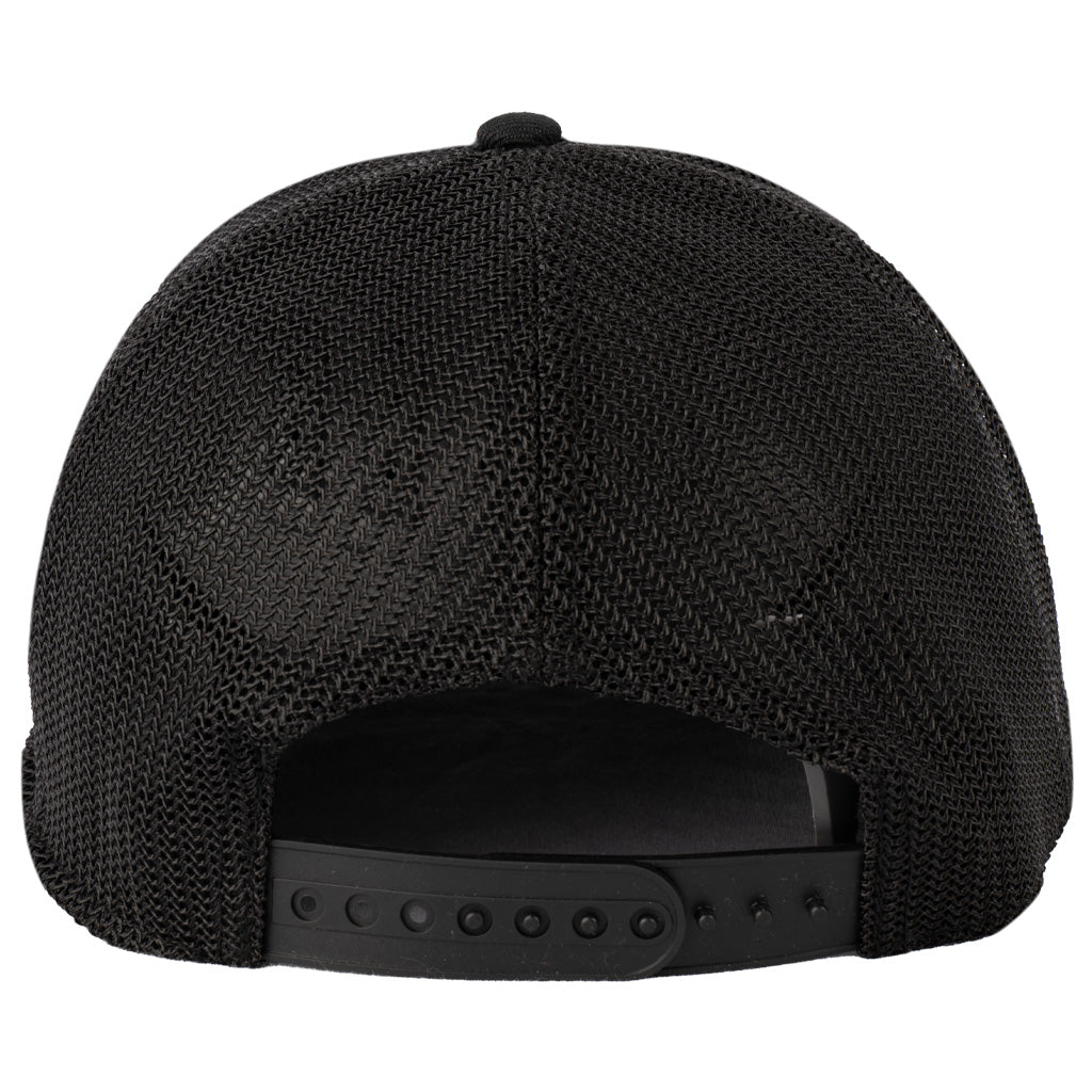 Tucson Sugar Skulls Branded Bills Red Logo Stack Curved Trucker Snapback Hat - Black