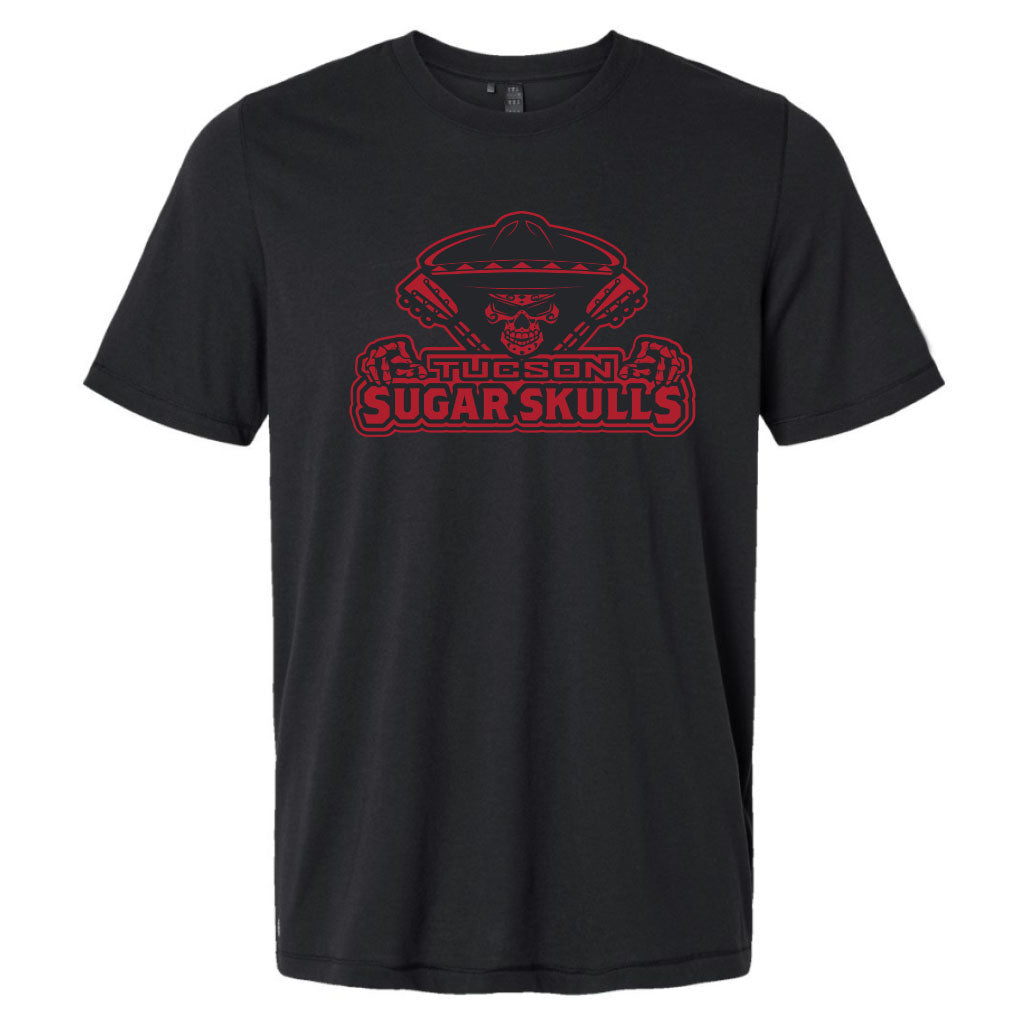 Tucson Sugar Skulls Red Logo Stack Tee - Black